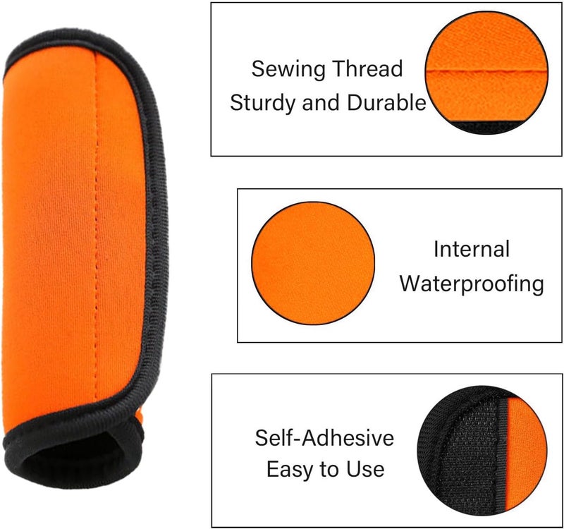 AUXBC Luggage Handle Wraps, Soft Travel Bag Handle Cover, Padded Handle Grip, Suitcase Tags Identifiers for Travel Accessories, Orange, 2pcs - Image 4